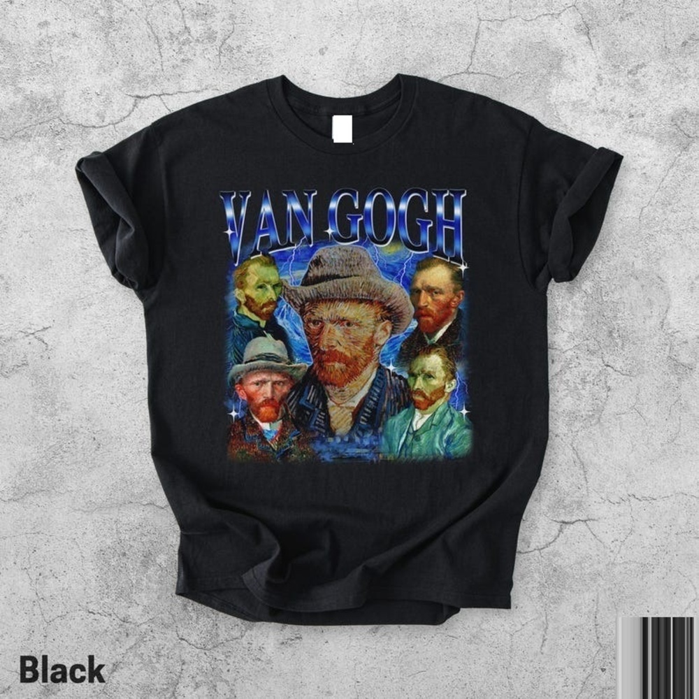 Van Gogh Bootleg T-Shirt, Artist Portrait Tee Black